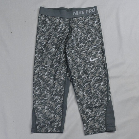 Nike Pro Medium‎ Gray Print Compression Capri Pants - Picture 1 of 7